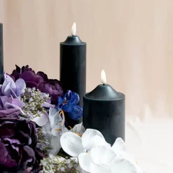 Wax LED Trueflame Flickering Pillar Candle Black (7.5X15cmH)