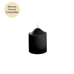 Wax LED Trueflame Flickering Pillar Candle Black (7.5X10cmH)