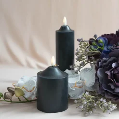 Wax LED Trueflame Flickering Pillar Candle Black (7.5X10cmH)