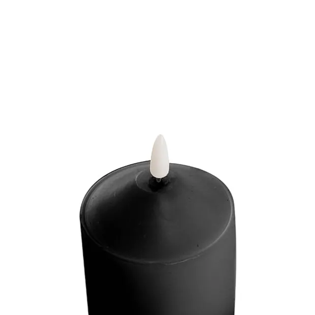 Wax LED Trueflame Flickering Pillar Candle Black (7.5X10cmH)