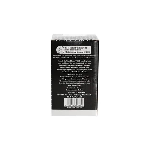 Wax LED Trueflame Flickering Pillar Candle Black (7.5X10cmH)