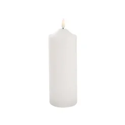Wax LED Trueflame Flickering Pillar Candle White (7.5X20cmH)
