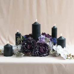 Wax LED Trueflame Flickering Pillar Candle Black (5DX18cmH)