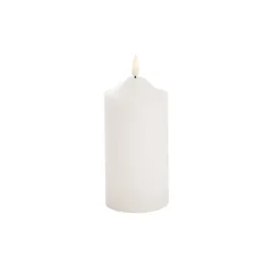 Wax LED Trueflame Flickering Pillar Candle White (7.5X15cmH)