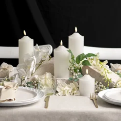 Wax LED Trueflame Flickering Pillar Candle White (7.5X15cmH)