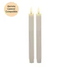 Wax LED Trueflame Fluted Taper Candle White 2PK (2x24.5cmH)