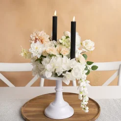 Wax LED Trueflame Fluted Taper Candle Black 2PK (2x24.5cmH)