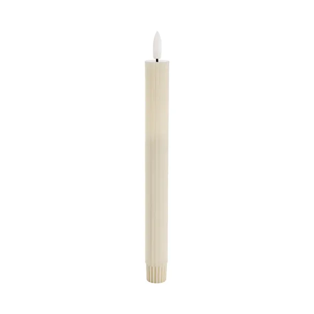 Wax LED Trueflame Fluted Taper Candle Ivory 2PK (2x24.5cmH)