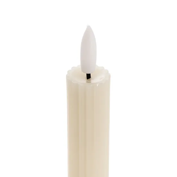 Wax LED Trueflame Fluted Taper Candle Ivory 2PK (2x24.5cmH)