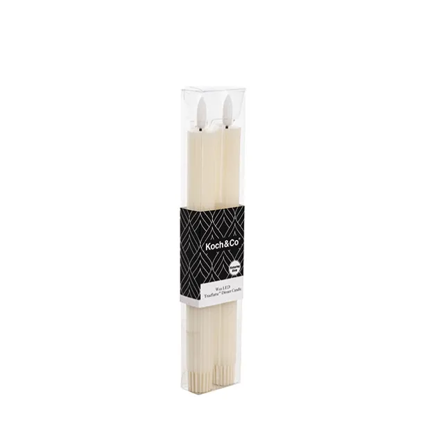 Wax LED Trueflame Fluted Taper Candle Ivory 2PK (2x24.5cmH)