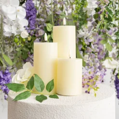 Wax LED Trueflame Pillar Candle Set 3 Cream (7.5X10/15/20cm)