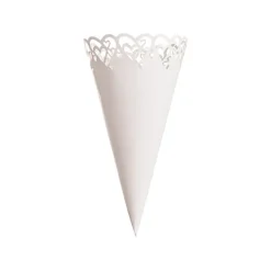 Wedding Confetti Cone Hearts Pack 20 White (14cmH)