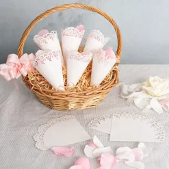 Wedding Confetti Cone Hearts Pack 20 White (14cmH)