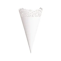 Wedding Confetti Cone Lace Pattern Pack 20 White (14cmH)