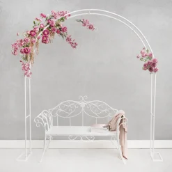 Wedding Metal Arch Curved Double Layer White (210x40x210cmH)