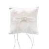 Wedding Ring Pillow w Lace Diamante Heart White (15x15cmH)
