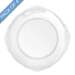 White Edge Vintage Charger Plate Pack 4 Clear (35.5cmD)
