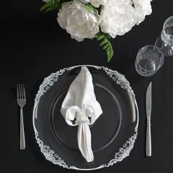 White Edge Vintage Charger Plate Pack 4 Clear (35.5cmD)