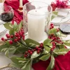 White Princess Leaf & Red Berry Candle Holder Wreath (40cmD)