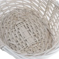 Wicker Basket with Handles Oval White (35x30x15cmH)
