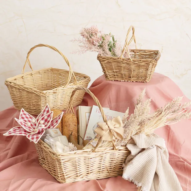 Willow Basket Rectangle Set of 3 Natural (39x33x14cmH)