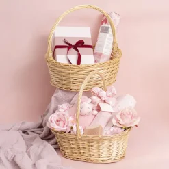 Willow Basket with Handle Round Natural (35cmDx13cmH)