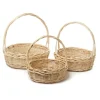Willow Basket with Handle Round Set of 3 Natural (34x11cmh)