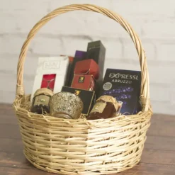 Willow Basket with Handle Round Set of 3 Natural (34x11cmh)