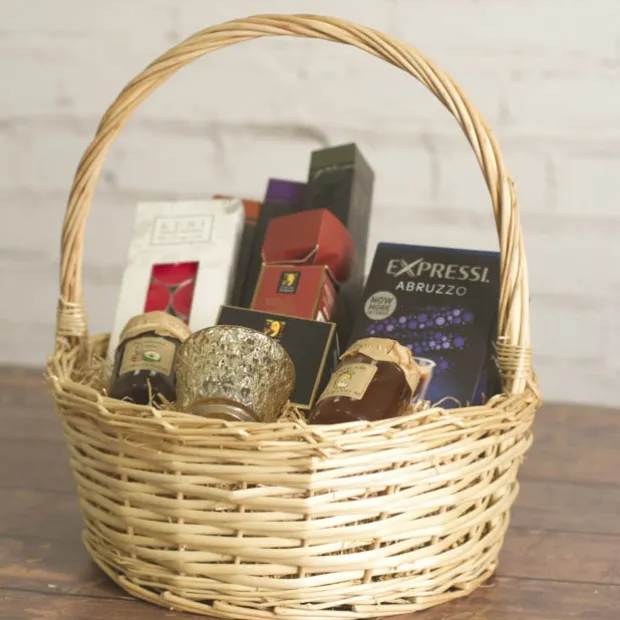 Willow Basket with Handle Round Set of 3 Natural (34x11cmh)