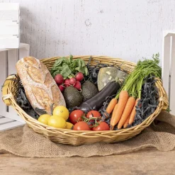 Willow Bread Basket Tray Round Natural (42cmDx14cmH)