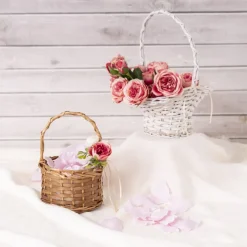 Willow Flower Girl Basket White (25x20x35cmH)