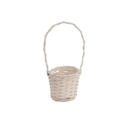 Willow Oval Flower Girl Basket White (15cmDx40cmH)