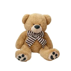 Wilson Giant Teddy Bear w Striped Bow Brown (90cmHT/60cmST)