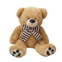 Wilson Giant Teddy Bear w Striped Bow Brown (115cmHT/80cmST)