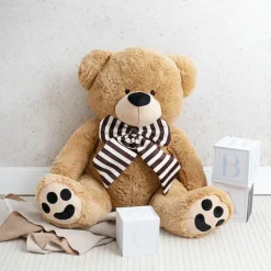 Wilson Giant Teddy Bear w Striped Bow Brown (115cmHT/80cmST)