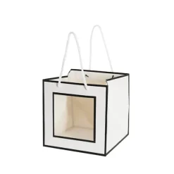 Window Posy Gift Bag Silhouette White Pack 5 (18x18x18cmH)