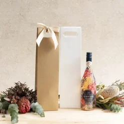 Wine Bag Single Bottle Kraft Pack 5 White (11Wx9Gx42cmH)