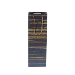 Wine Bag Single Bottle Pack 5 Stripes Navy Gold (12x9x35cmH)