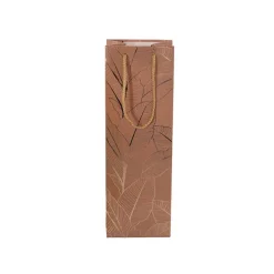 Wine Bag Single Bottle Pack 5 Leaves CopperGold (12x9x35cmH)