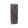 Wine Bag Single Bottle Pack 5 Leaves Navy Gold (12x9x35cmH)