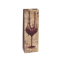 Wine Bag Single Bottle Pack 5 Vintage Glass Red (12x9x35cmH)