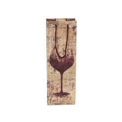 Wine Bag Single Bottle Pack 5 Vintage Glass Red (12x9x35cmH)