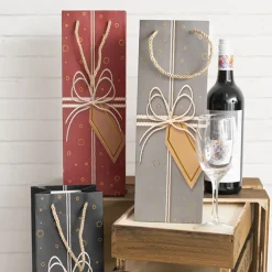 Wine Bag Single Bottle Pack 5 Gift Design Red (12x9x35cmH)