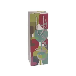 Wine Bag Single Bottle Pack 5 Cheers Blue Pink (12x9x35cmH)