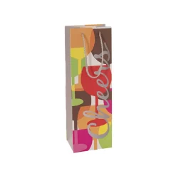 Wine Bag Single Bottle Pack 5 Cheers Red Yellow (12x9x35cmH)