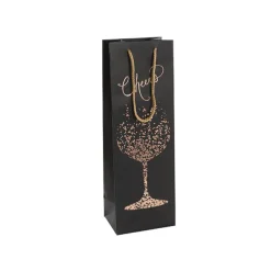 Wine Bag Single Bottle Pk5 Glass Rose Gold Black(12x9x36cmH)