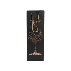 Wine Bag Single Bottle Pk5 Glass Rose Gold Black(12x9x36cmH)