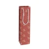 Wine Bag Single w Rope Merry & Bright Red Pk5 (11Wx9Gx42cmH)