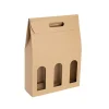 Wine Box Handle & Window 3 Bottles Kraft (26.5x9x39.5cmH)