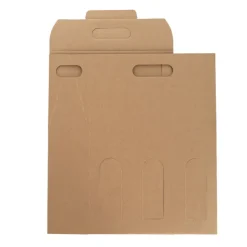 Wine Box Handle & Window 3 Bottles Kraft (26.5x9x39.5cmH)